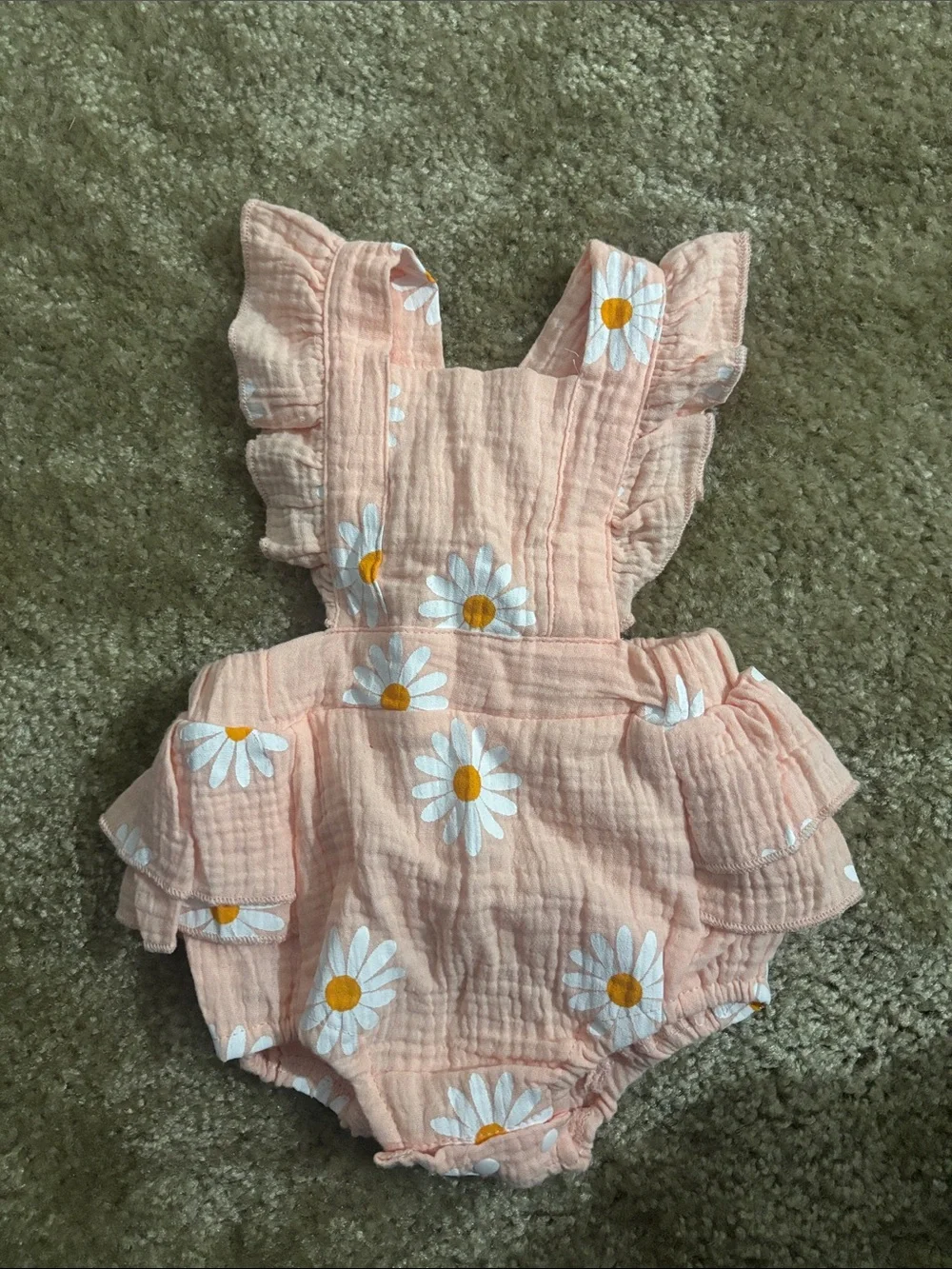 PatPat Peach Daisy Ruffle Romper